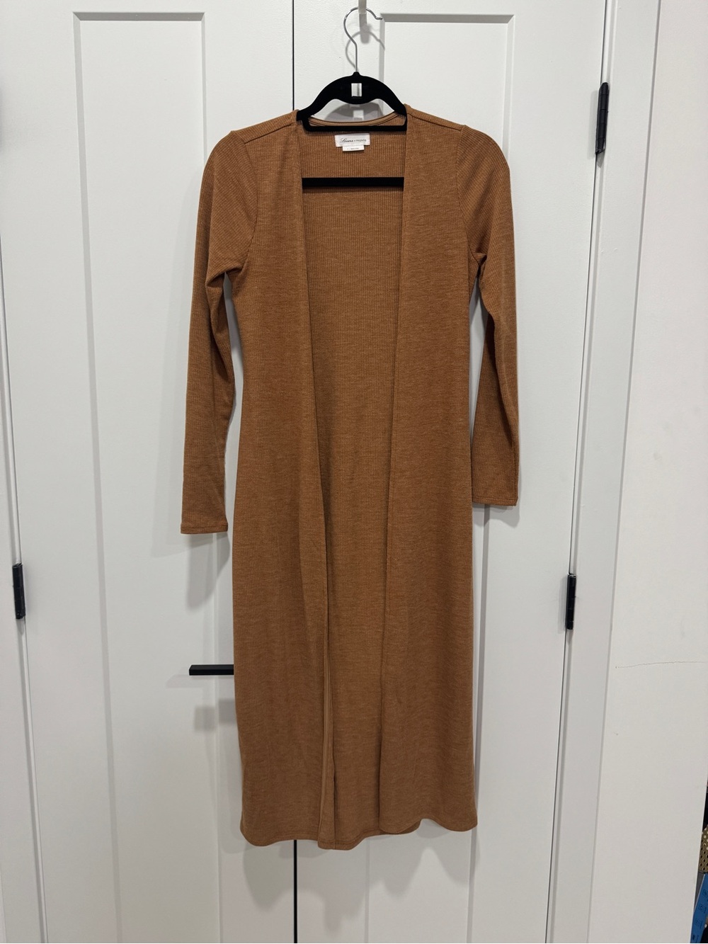 Long Open-Front Knit cardigan in Caramel by Lovers + Friends